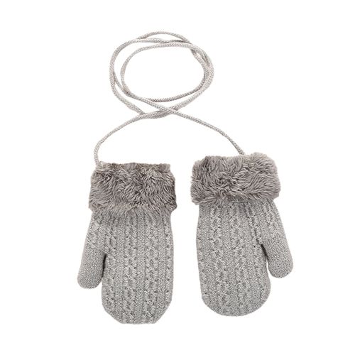 Mitaines À Doublure Épaisse Pour Garder La Chaleur, 1 Paire, Gants D'hiver Respirants Isolés En Fiber Acrylique Pour Enfants-Gris Clair