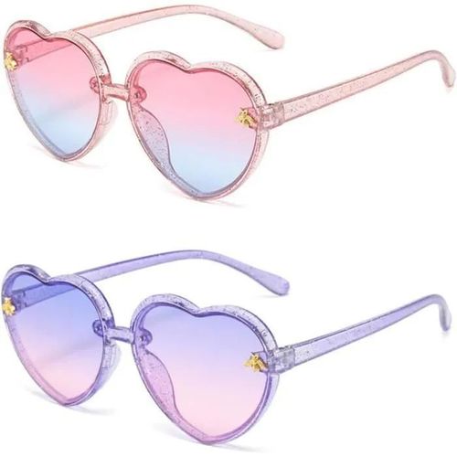 Différentes Couleurs - Lunettes De Soleil - Enfant - Coeur - Uv400 - 2 Paires - Protection 3