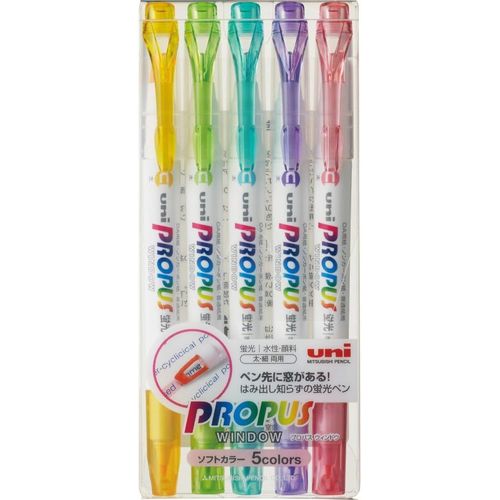 Uni Propus Window Highlighter Set Of 5 Pastel Colours[H46]