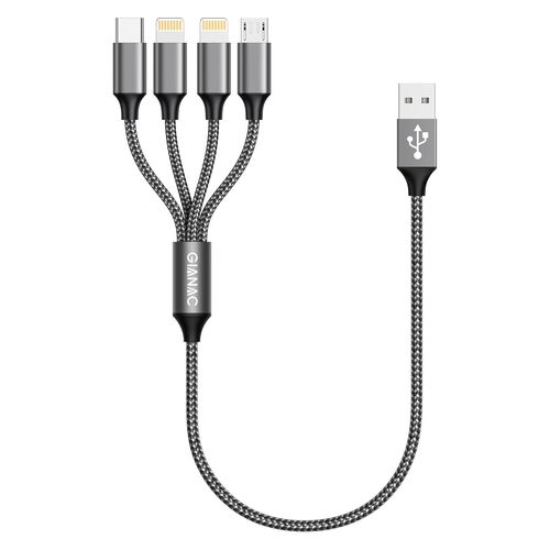 TRAHOO-Cable Multi Chargeur,4 en 1 Cable Universel,[0.5M] Cable Multi USB de Chargement avec Lightning Cable USB Type C Micro Connecteur pour iPhone 14/1312/XS,Samsung Galaxy S20 S10 S9,Huawei,Nokia