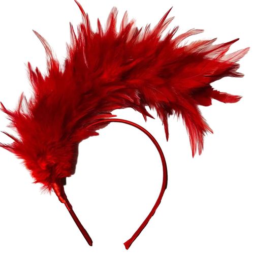 Bandeau Vintage Coloré Plume Design Bandeau Élégant Accessoire De Cheveux Pour Les Mariages Fêtes Halloween-Rouge 