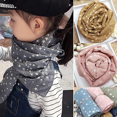 Fille Enfants Étoile Pentagramme Châle Chaud Automne Hiver Emballages Cadeaux Étole Écharpe Douce-1