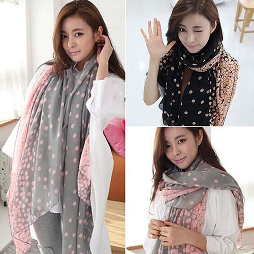 Écharpe Longue À Pois Ronds Pour Femmes, Couleur Bonbon Progressive, Châle Enveloppant, Étole Douce-Rose