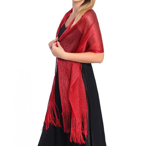 Châle De Mariée Élégant Ultraléger, Glands De Couleur Pure, Décor De Soirée Pour Femme-Vin Rouge
