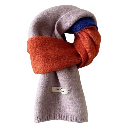 Écharpe Thermique Super Douce Patchwork Couleur Coupe-Vent Ultra-Épais Lavable Garder Au Chaud Polyester Automne Hiver Femme Écharpe Thermique Enveloppement De Cou Pour Dame-Café
