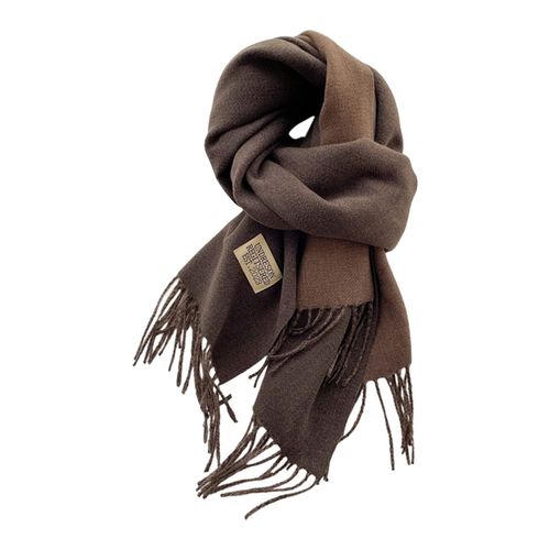 Écharpe D'hiver Double Face De Couleur Unie, Écharpe Unisexe Avec Pompon, Douce Et Confortable, Chaude Pour Temps Froid-Café Noir