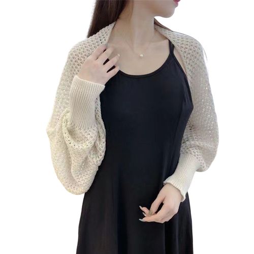 Châle Tricoté D'été Chauve-Souris À Manches Longues, Manteau Fin Ouvert Sur Le Devant, Couleur Unie, Protection Solaire, Manteau Polyvalent-Abricot