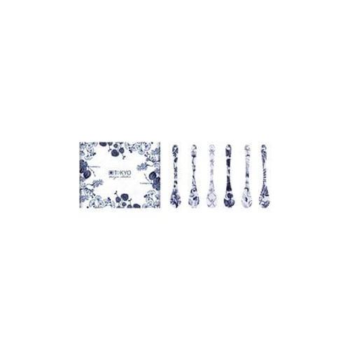 Tokyo Design Studio - Coffret 6 Cuillã¿Res Flora Japonica Porcelaine Blanc Et Bleu  - Blanc