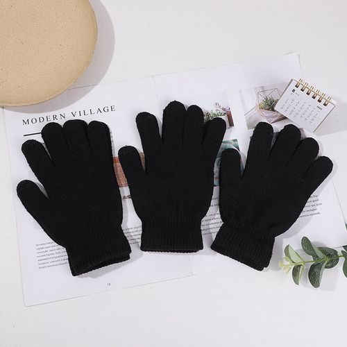 Gants Pour Enfants, 1 Paire, Doigts Complets, Lavables, Confortables À Porter, Élastiques, Coupe-Vent, Mitaines Thermiques En Acrylique Pour L'extérieur-Orange
