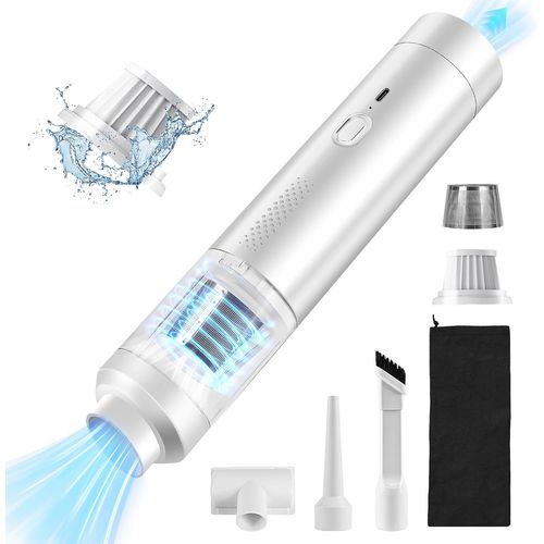anwxai-19000 Pa Aspirateur À Main Sans Fil,Mini Rechargeable 3 En 1 Puissant,Multifonctionnel Pour Maison,Voiture,Bureau,Table,Canapé (Blanc)