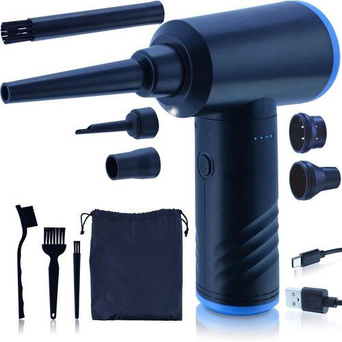 anwxai-Tornado Aspirateur À Main Pour Poussière,10000Pa 90W,Puissant Souffleur Électrique Portable Mini Pour Maison,Bureau,Voiture,Batterie 6000 Mah Usb-C,6 Buses + 3 Brosses,Lumière Led