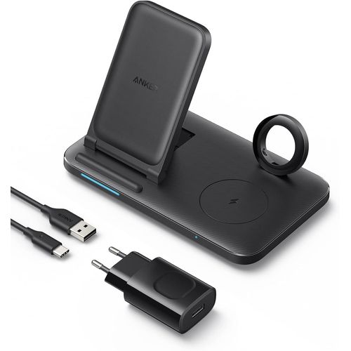 anwxai-Station De Charge Sans Fil Pliable 3 En 1 Avec Bloc D'Alimentation,Chargeur Sans Fil 335,Pour Iphone 15,Airpods Pro,Apple Watch 1-6 (Compatible Avec Câble Usb-A D'Origine De 1 M,Non Inclus)