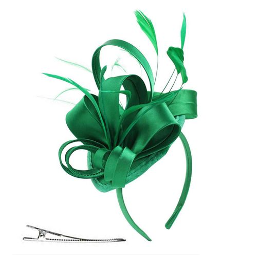 Chapeau Fascinateur Avec Pinces À Bandeau, Couvre-Chef Orné De Plumes, Fête De Thé, Mariage, Halloween, Chapeau De Spectacle Pour Filles-Vert