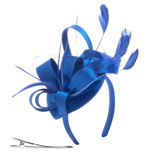 Chapeau Fascinateur Avec Pinces À Bandeau, Couvre-Chef Orné De Plumes, Fête De Thé, Mariage, Halloween, Chapeau De Spectacle Pour Filles-Bleu