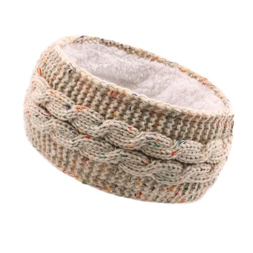 Bandeau D'hiver Pour Femmes, Doublé Polaire, Chauffe-Oreilles, Câble Tricoté Épais Et Chaud, Bandeau Au Crochet, Couleur Unie-Beige