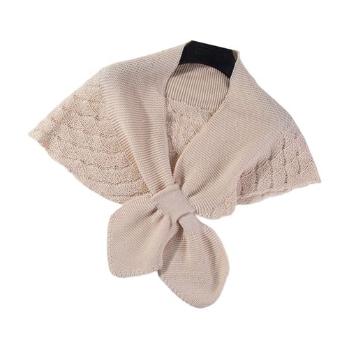 Châle Pour Femme En Tissu Doux Et Court, Anti-Boulochage, Type Ample, Facile À Assortir, Couleur Unie, Tricoté, Protection Solaire, Point Ouvert, Châle De Climatiseur Pour La Maison-Beige