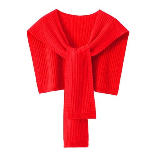 Châle Tricoté Pour Femme, Couleur Unie, Confortable, Doux Et Chaud, À Lacets, Fil Décoratif Élastique, Forme Supérieure, Automne Et Hiver-Rouge