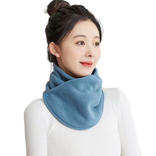 Écharpe De Cou En Polaire Pour Femme, Écharpe Épaisse, Chaude, Automne, Manches De Cou, Double Couche, En Peluche, Anneau-Bleu