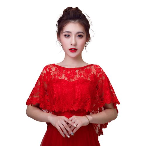 Élégant Transparent Dentelle Châle Dame Enveloppes De Mariage Mariée Haussement D'épaules Pull Châle Soirée Femmes Cape-Rouge