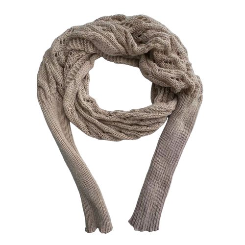 Enveloppement De Câble Tricoté Avec Manches Couleur Unie Creux Torsion Crochet Motif Femmes Châle Écharpe Style Bohème Pull Écharpe-Chameau