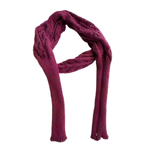 Enveloppement De Câble Tricoté Avec Manches Couleur Unie Creux Torsion Crochet Motif Femmes Châle Écharpe Style Bohème Pull Écharpe-Rose Rouge