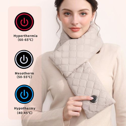 Foulard Chauffant Avec Chargeur Usb, Coussin Chauffant Électrique, 3 Réglages De Chaleur, Guêtre Légère, Enveloppe Chauffante Électrique Résistante À La Neige-Beige