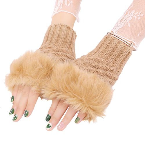 1 Paire De Gants Demi-Doigts Respirants Pour Fille, Chauffe-Mains D'extérieur Et D'hiver, Mitaines-Chameau