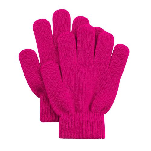 Gants Pour Enfants, 1 Paire, Doigts Complets, Lavables, Confortables À Porter, Élastiques, Coupe-Vent, Mitaines Thermiques En Acrylique Pour L'extérieur-Rose Rouge