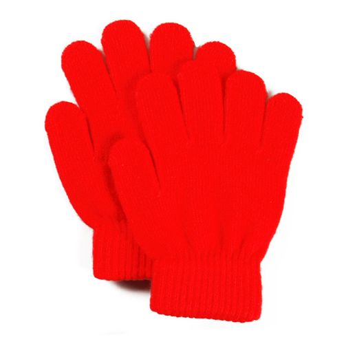 Gants Pour Enfants, 1 Paire, Doigts Complets, Lavables, Confortables À Porter, Élastiques, Coupe-Vent, Mitaines Thermiques En Acrylique Pour L'extérieur-Rouge