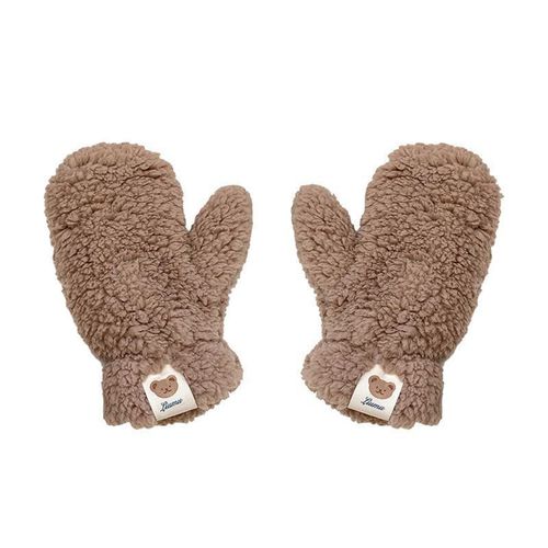 1 Paire De Mitaines De Cyclisme D'hiver Avec Sangle De Suspension Au Cou, Peluche Épaisse, Décor D'ours De Dessin Animé, Coupe-Vent Tricoté Antidérapant Par Temps Froid, Conduite, Golf, Ski, Patinage-Kaki