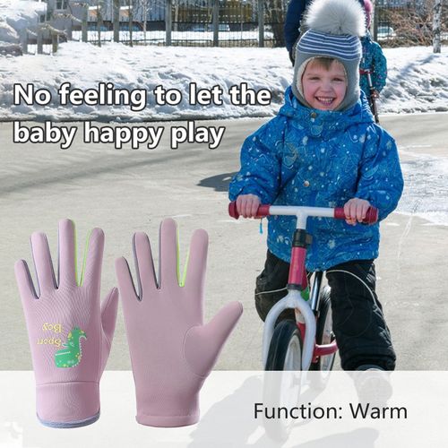 1 Paire De Gants D'hiver Pour Enfants, Gants De Sport Imperméables Pour Écran Tactile De 3 À 15 Ans, Haute Élasticité, Motif De Dinosaure Réfléchissant, Gants De Ski Pour Jouer En Plein Air-S Violet