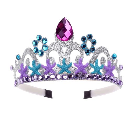 Océan Étoile De Mer Sirène Princesse Bandeau Strass Couronne Princesse Fête Bandeau Enfants Fête Tête Cerceau Chapeaux Accessoires-Argent