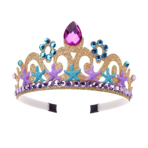 Océan Étoile De Mer Sirène Princesse Bandeau Strass Couronne Princesse Fête Bandeau Enfants Fête Tête Cerceau Chapeaux Accessoires-Doré