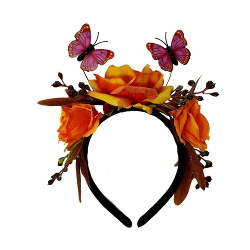 Serre-Tête Élastique Pour Halloween, Imitation De Papillons Roses, Serre-Tête Décoratif, Costume, Accessoire De Fête Cosplay-Orange
