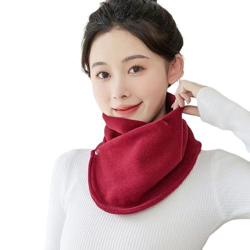 Écharpe De Cou En Polaire Pour Femme, Écharpe Épaisse, Chaude, Automne, Manches De Cou, Double Couche, En Peluche, Anneau-Vin Rouge
