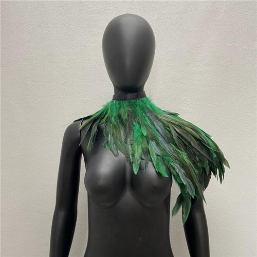 Fausse Plume Haussement D'épaules Châle Cape Douce Réglable Rétro Gothique Col Cosplay Fête Corps Scène Performance Faux Col Danseur Costume-Vert