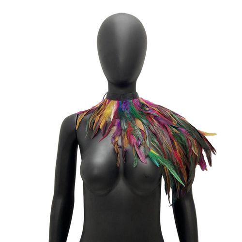 Fausse Plume Haussement D'épaules Châle Cape Douce Réglable Rétro Gothique Col Cosplay Fête Corps Scène Performance Faux Col Danseur Costume-Multicolore