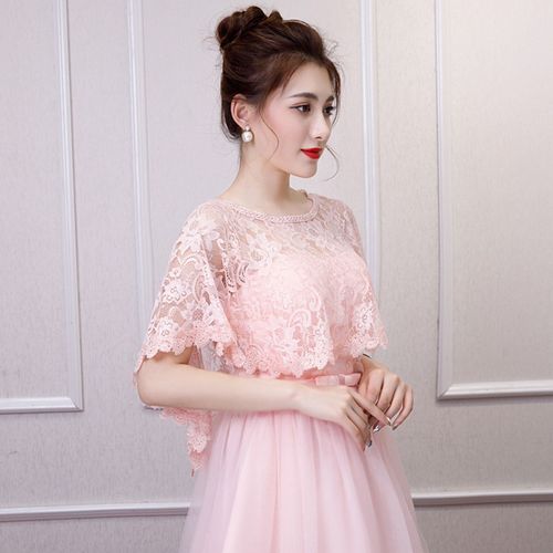 Élégant Transparent Dentelle Châle Dame Enveloppes De Mariage Mariée Haussement D'épaules Pull Châle Soirée Femmes Cape-Rose