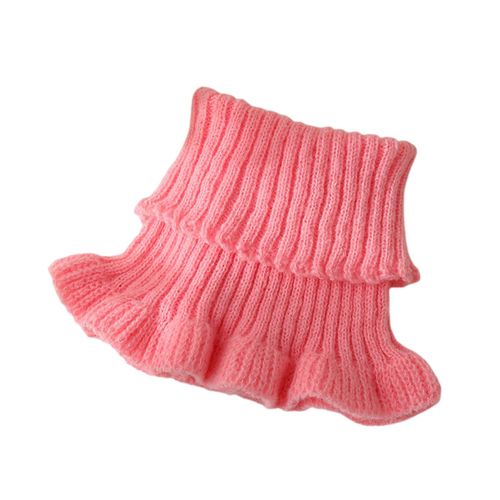 Écharpe De Cou Pour Femmes, Couleur Unie, Garniture Transparente, Faux Col Tricoté, Style Chaud, Cache-Cou, Accessoire De Vêtements Polyvalent-Rose