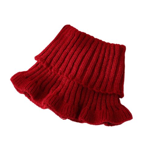 Écharpe De Cou Pour Femmes, Couleur Unie, Garniture Transparente, Faux Col Tricoté, Style Chaud, Cache-Cou, Accessoire De Vêtements Polyvalent-Vin Rouge