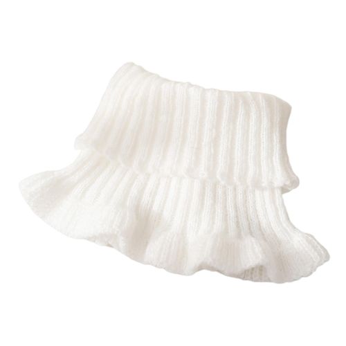 Écharpe De Cou Pour Femmes, Couleur Unie, Garniture Transparente, Faux Col Tricoté, Style Chaud, Cache-Cou, Accessoire De Vêtements Polyvalent-Blanc