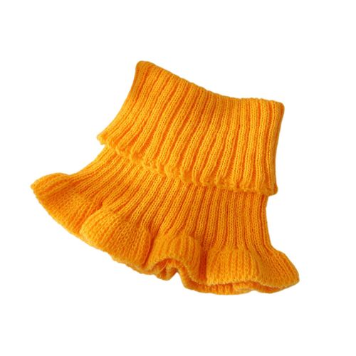 Écharpe De Cou Pour Femmes, Couleur Unie, Garniture Transparente, Faux Col Tricoté, Style Chaud, Cache-Cou, Accessoire De Vêtements Polyvalent-Jaune