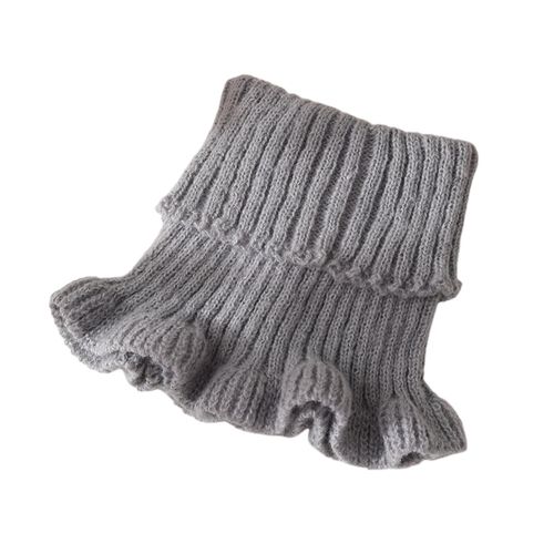 Écharpe De Cou Pour Femmes, Couleur Unie, Garniture Transparente, Faux Col Tricoté, Style Chaud, Cache-Cou, Accessoire De Vêtements Polyvalent-Gris