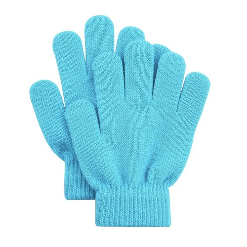 Gants Pour Enfants, 1 Paire, Doigts Complets, Lavables, Confortables À Porter, Élastiques, Coupe-Vent, Mitaines Thermiques En Acrylique Pour L'extérieur-Bleu Ciel