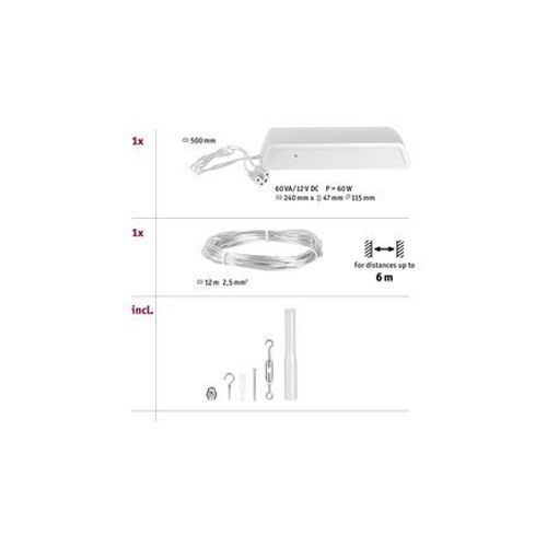 Paulmann - Kit De Base Wire System Chrome Mat  - Gris