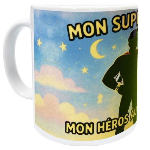 Mug Super Papa En Céramique Blanche
