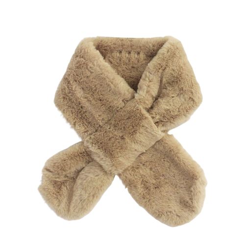 Écharpe Large De Style Coréen Pour Enfants, Couleur Unie, Automne Hiver, Double Face, Imitation Fourrure De Lapin, Écharpe À Col Croisé-Kaki