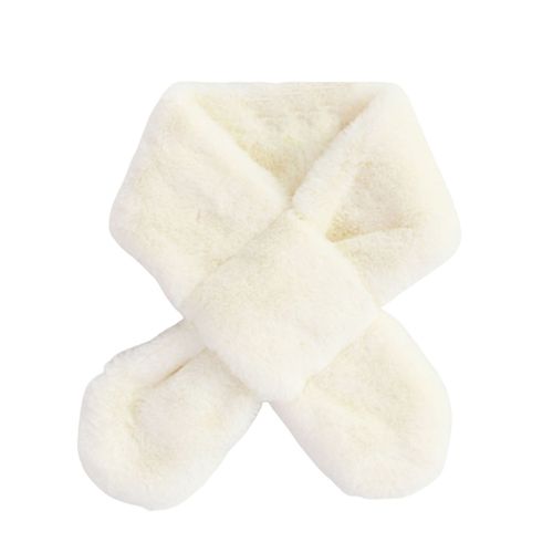 Écharpe Large De Style Coréen Pour Enfants, Couleur Unie, Automne Hiver, Double Face, Imitation Fourrure De Lapin, Écharpe À Col Croisé-Beige