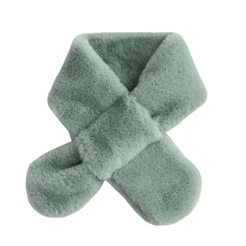 Écharpe Large De Style Coréen Pour Enfants, Couleur Unie, Automne Hiver, Double Face, Imitation Fourrure De Lapin, Écharpe À Col Croisé-Vert
