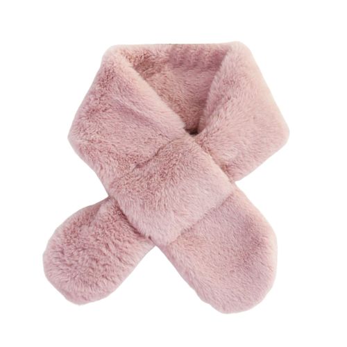 Écharpe Large De Style Coréen Pour Enfants, Couleur Unie, Automne Hiver, Double Face, Imitation Fourrure De Lapin, Écharpe À Col Croisé-Rose